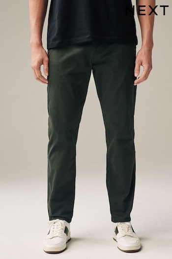 Dark Green Straight Stretch Chinos Distressed Trousers (514401) | £24
