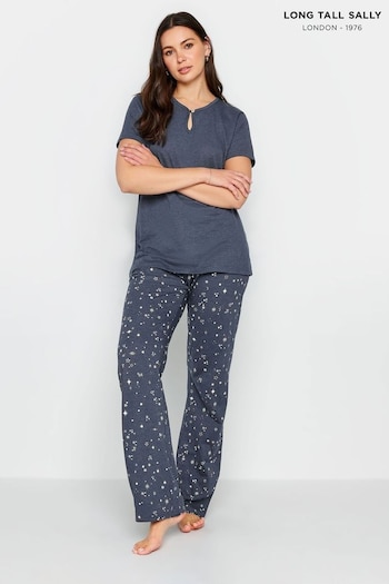 Long Tall Sally Blue Star Print Wide Leg Pyjama Set (514609) | £24