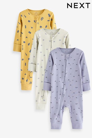 Blue/Yellow Baby Footless Sleepsuits 3 Pack (0mths-3yrs) (514676) | £20 - £22