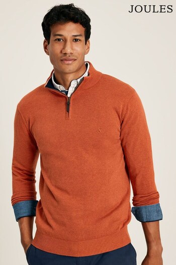 Joules Hillside Orange Knitted Quarter Zip Jumper (514711) | £59.95