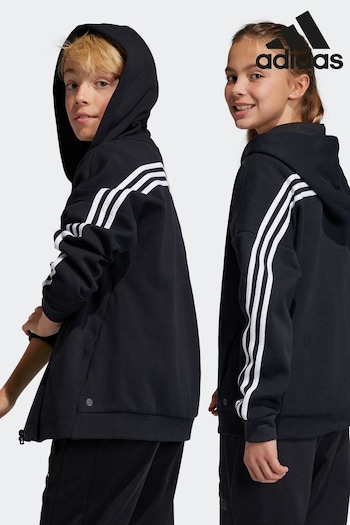 adidas Black Future Icons 3 Stripes Full-Zip Hooded Track Top (514779) | £38