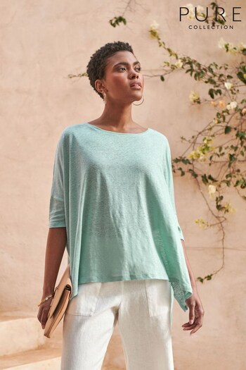 Pure Collection Green Linen Poncho (514868) | £50