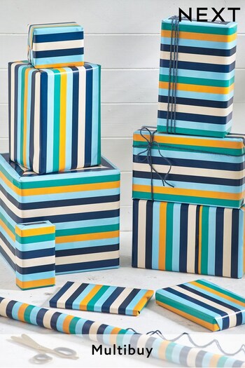 Navy Blue Striped 10 Metre Wrapping Paper (514885) | £5.50