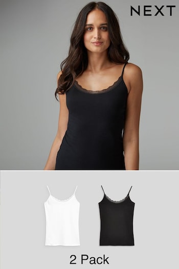 Black/White Lace Trim Vests 2 Pack (514990) | £14