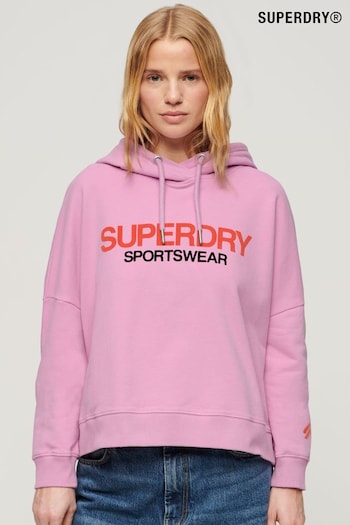 Superdry Purple Sportswear Logo Boxy Hoodie (515236) | £55