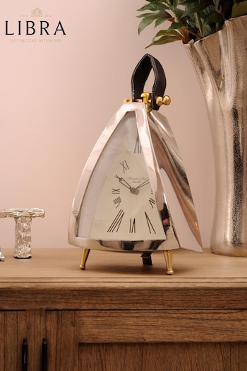 Libra Interiors Silver Isoscles Curved Front Mantel Clock (515273) | £162