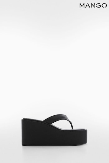 Mango Platform Strap Black Sizzled Sandals (515361) | £60