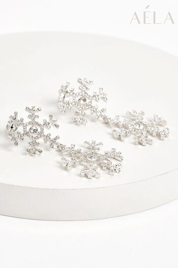 Aela Xmas Snowflake Drop Silver Tone Earrings (515498) | £12.50