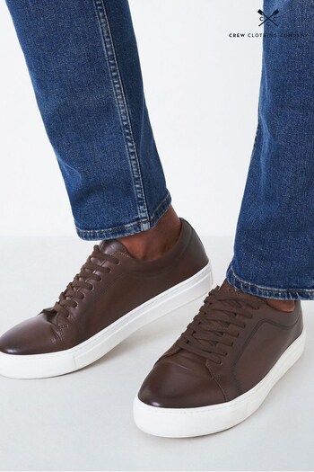 Crew Clothing Company Brown Leather Trainers (515534) | £75