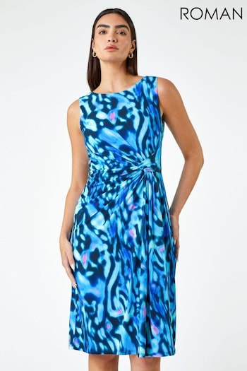 Roman Blue Animal Twist Detail Stretch Dress (515968) | £80