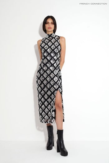 French Connection Axel Embellished Black Dress (516134) | £150
