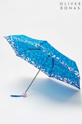Oliver Bonas Blue Blue Brushed Animal Print Umbrella (516210) | £20
