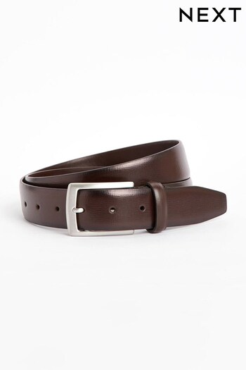 Brown Leather Saffiano Texture Belt (516264) | £18