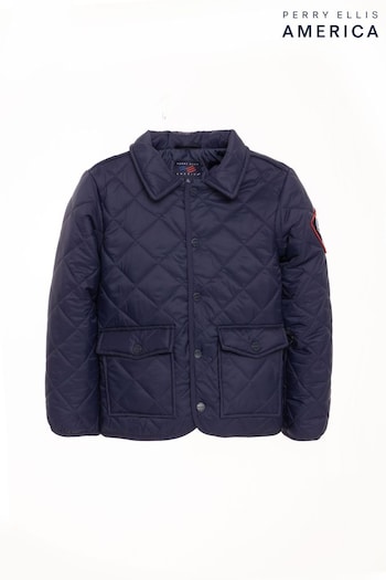 Perry Ellis America Blue Quilted Jacket (516434) | £55 - £65