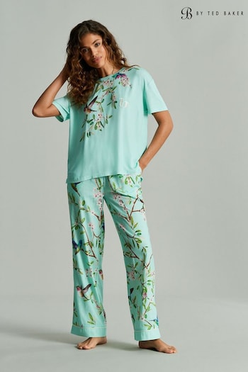 B by Ted Baker Mint Green Jersey Tee Linen Viscose Pyjama Set (516693) | £59