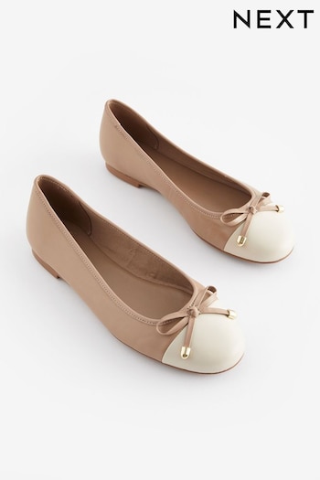 Camel Forever Comfort® Round Toe Leather Ballerina Shoes (516705) | £35