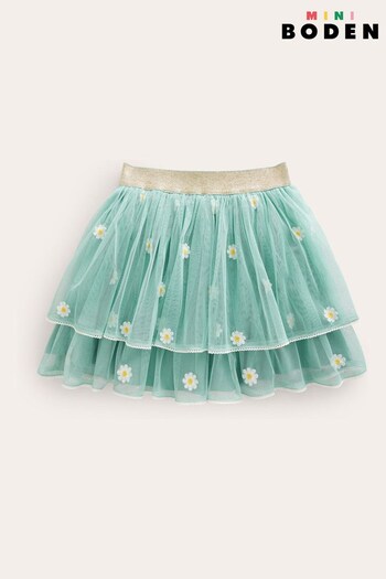 Boden Green Embroidered Tulle Skirt (516825) | £34 - £39