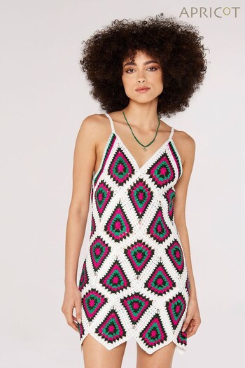 Apricot Cream Multi Diamonds Crochet Dress (516899) | £35