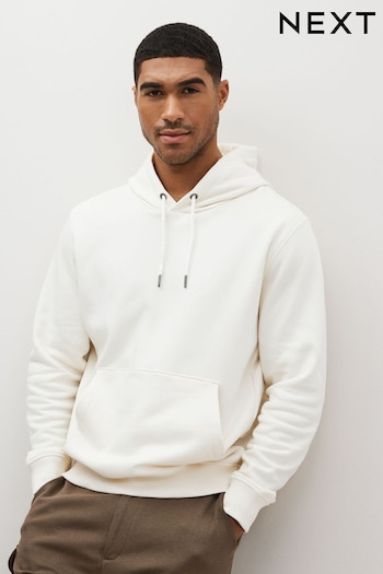 Ecru White Regular Fit Jersey Cotton Rich Overhead Hoodie (516938) | £29