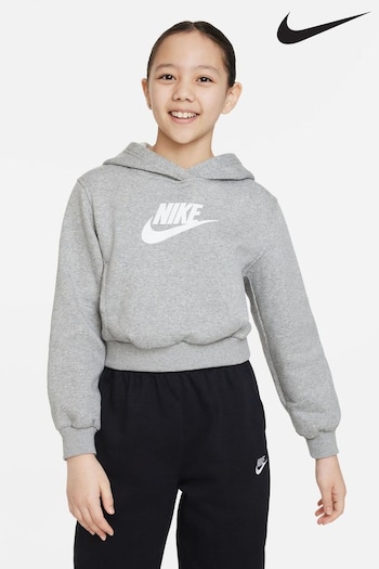 Nike Grey Club Fleece Cropped Hoodie (517089) | £40