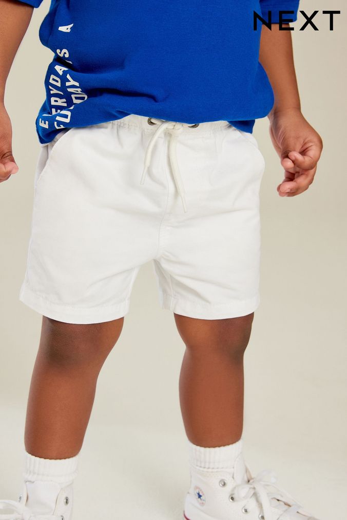 Boys White Shorts White Denim Jersey Chino Shorts Next UK