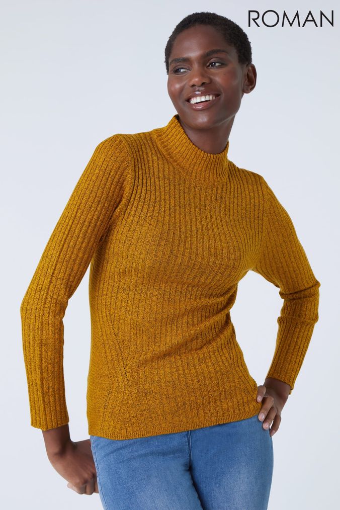 High neck mustard jumper online