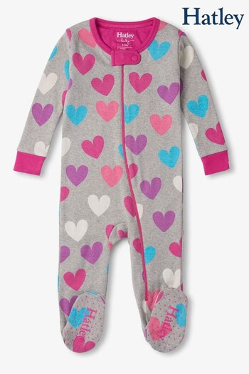 Hatley Grey Fun Hearts Footed Coverall Sleepsuit (517766) | £28