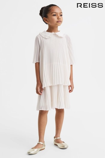 Reiss Ivory Nadia Junior Pleated Collared Tiered Dress (517858) | £70
