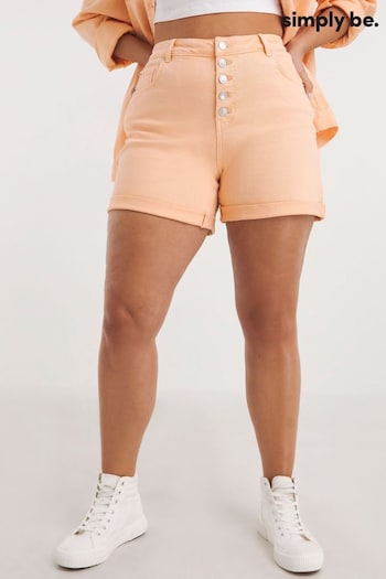 Simply Be Orange Turn Up Hem Shorts (517971) | £26