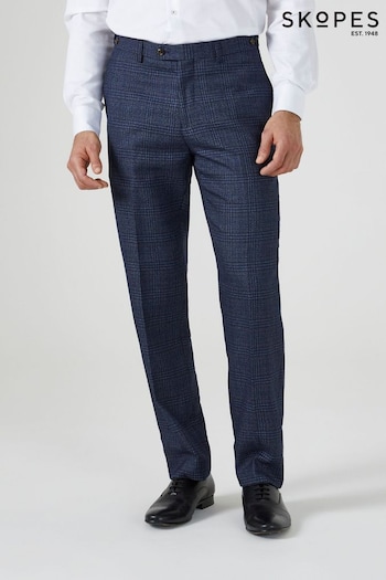 Skopes Woolf Navy Blue Check Tailored Fit Suit Trousers (518277) | £59