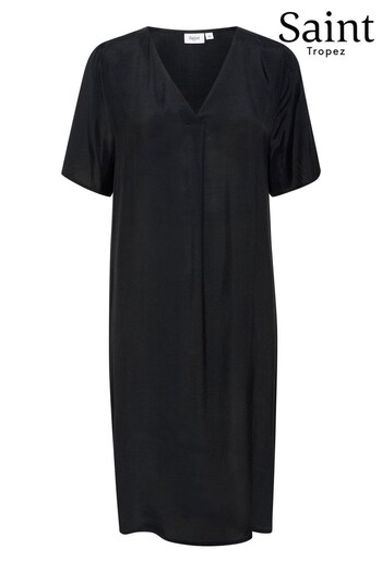 Saint Tropez Aida Short Sleeve Knee Length Black Dress (518478) | £50