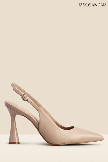 Sosandar Natural Leather Flared Heel Pointed Toe Slingback Court Shoes (518501) | £85