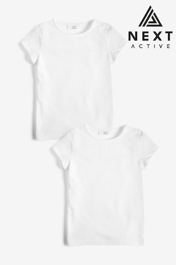 White 2 Pack Cotton Gym School T-Shirts striped (3-16yrs) (518715) | £4.50 - £9.50