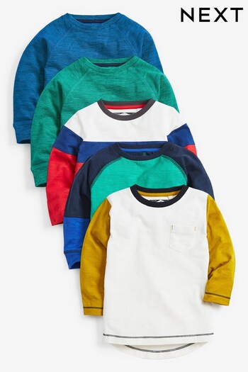 Multi 5 Pack Colourblock Long Sleeve T-Shirts (3mths-7yrs) (518726) | £24 - £28