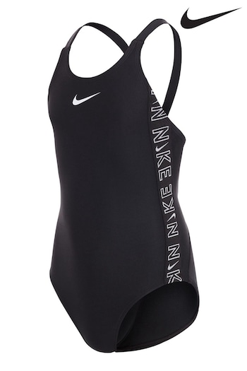 Nike girls Black Logo Tape Fastback Swimsuit (518769) | £28