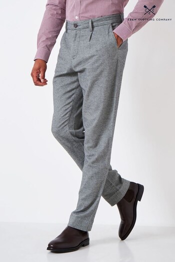 Crew Clothing Company Grey Graphite Cotton Straight Formal Trousers (518827) | £69