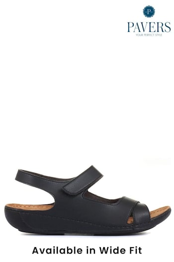 Pavers Black Ladies Touch Fasten Sandals (518998) | £33