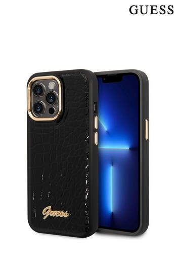 Guess iPhone 14 Pro Max Case - PU Croco Case With Metal Camera Outline (519079) | £30