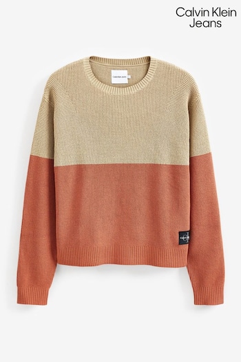 Calvin Klein Jeans Boys Colourblock Brown Jumper (519388) | £75