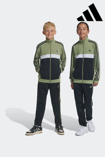 adidas Green/Black Sportswear Essentials 3-Stripes Tiberio Tracksuit (519408) | £38