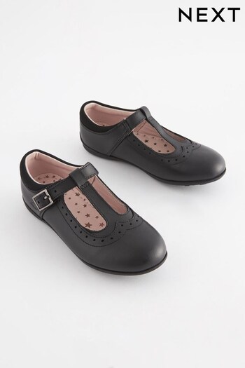 Black Narrow Fit (E) Leather T-Bar Leather Shoes Corallo (519546) | £34 - £41
