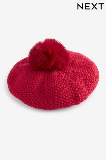 Red Pom Pom Knitted Beret Hat (3mths-10yrs) (519778) | £6 - £8