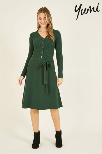 Yumi Green Knitted Skater Dress (519861) | £55