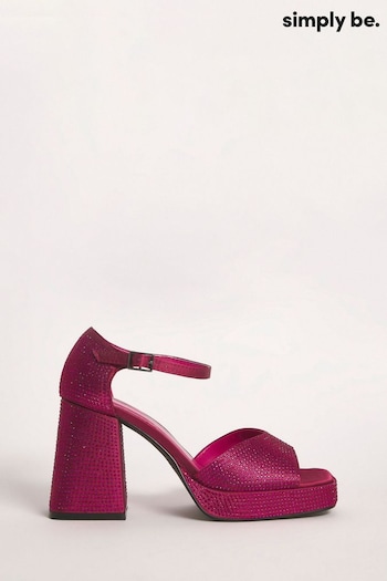Simply Be Pink Diamante Heat Seal Platform Sandals In Wide Fit (520023) | £42