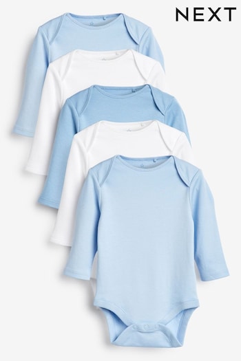 Blue Baby Long Sleeve Bodysuits 5 Pack (520271) | £11 - £13
