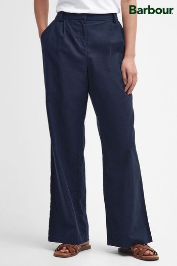 Barbour® Navy Relaxed Fit Somerland Linen Blend Trousers (520423) | £90