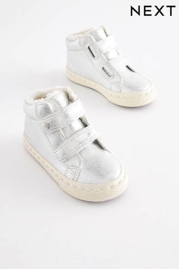 Silver Wide Fit (G) High Top Trainers (520479) | £21 - £23