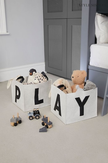Style Sisters Cream Felt Basket with PU Letters (520595) | £14