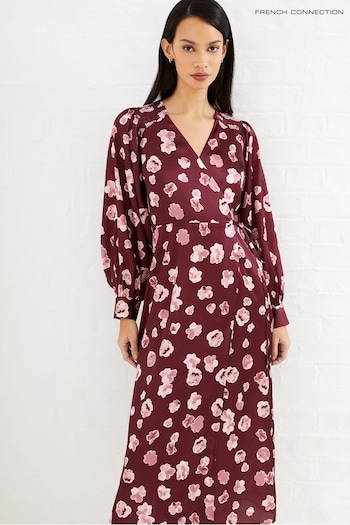 French Connection Satin Long Sleeve Red Dress (520771) | £89