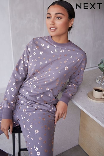 Lilac Purple Leopard Foil Supersoft Cosy Pyjamas (520824) | £28